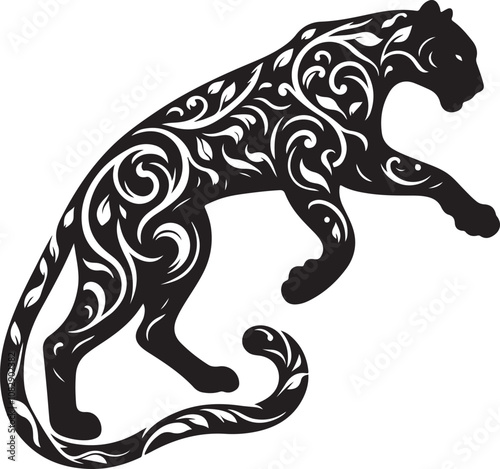 illustration of a silhouette of a Black Panther the white background photo