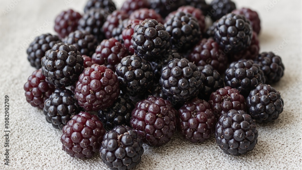 Fresh blackberries on rustic linen background Fresh blackberries on rustic linen background