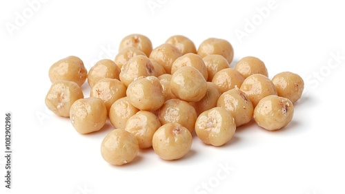 Fresh raw chickpeas on clean white background