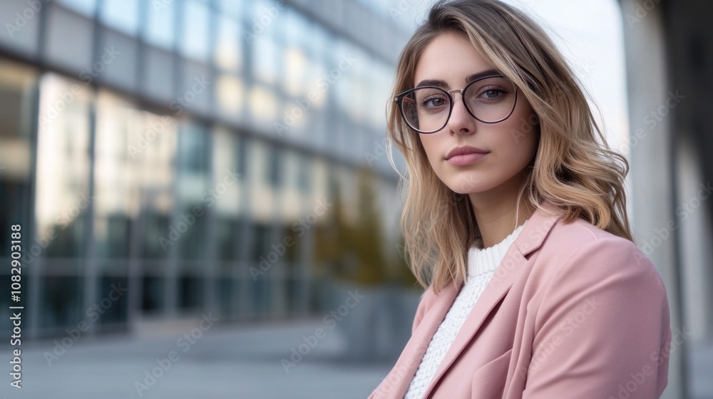 Portrait of a Woman with Blonde Hair and Glasses