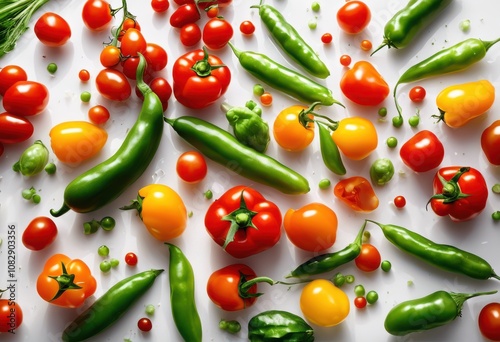 vibrant array floating vegetables bright surface showcasing freshness colorful diversity, carrot, bell, pepper, zucchini, eggplant, tomato, cucumber photo