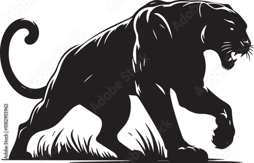 illustration of a silhouette of a Black Panther the white background photo