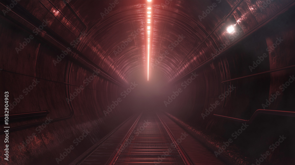 Fototapeta premium Nowoczesny tunel oświetlony wielokolorowymi światłami, które wzdłuż ścian tworzą efekt wizualnej głębi.
