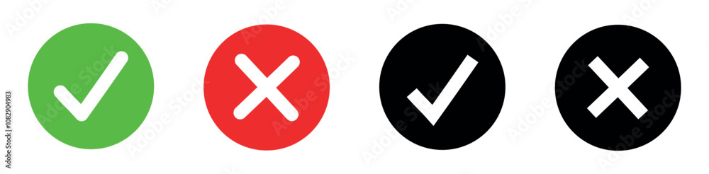 Set of different marks in cartoon style. Vector illustration of green, red and graphic check marks on a white background. Right and wrong. Yes and no. Voting. Choice. Set of different marks in cartoon style. Vector illustration of green, red and graphic check marks on a white background. Right and wrong. Yes and no. Voting. Choice.