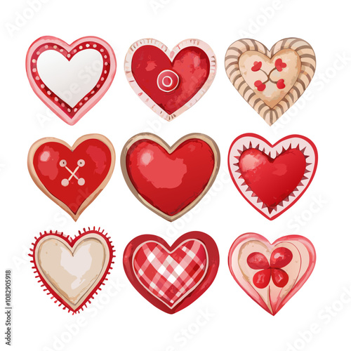 Watercolor decorate heart collection vector illustration (17)