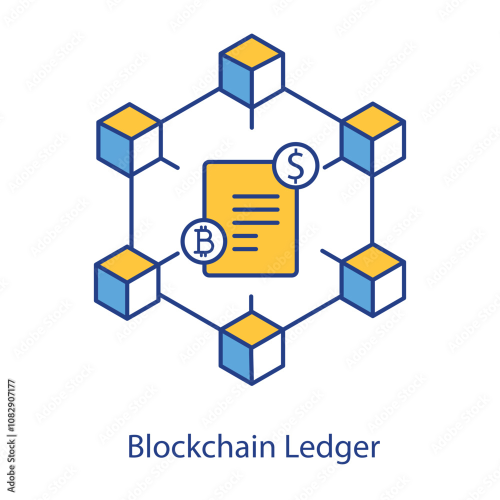 Blockchain Ledger Icon – Chain Links Representing Decentralized Digital Record Keeping. Blockchain Ledger Icon – Chain Links Representing Decentralized Digital Record Keeping.