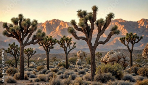 Joshua Trees in Desert Morning Light