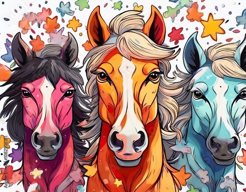 Colorful horse pattern background, colorful unicorn pattern background, colorful horse wallpaper, colorful unicorn wallpaper