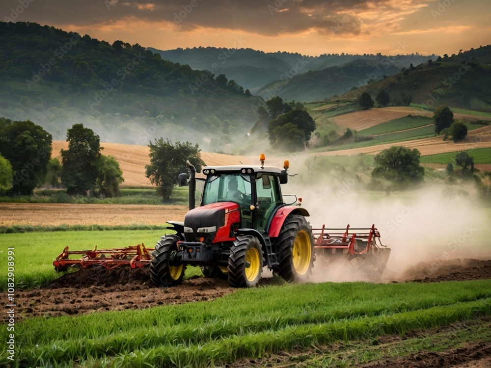 Fototapeta premium tractor in the field