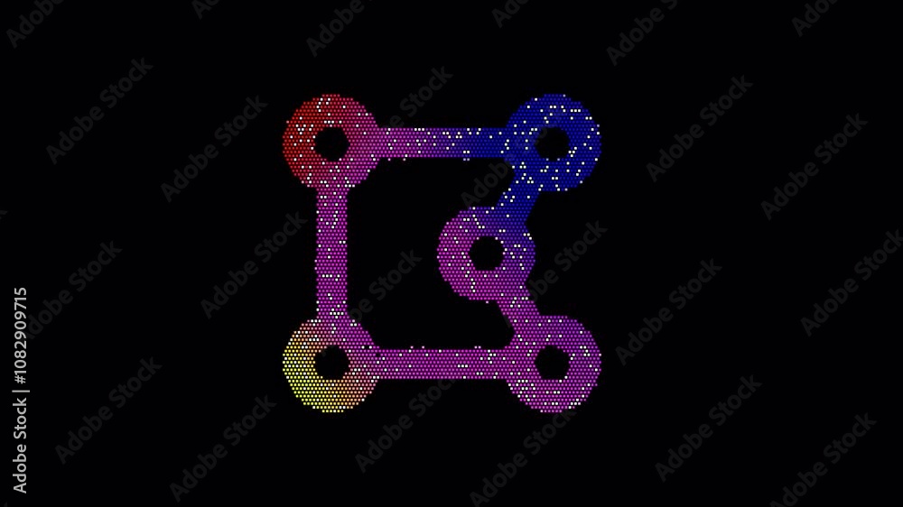 Icon draw polygon is made up of LED square shapes that shimmer and flicker. There are black dead diodes. In-Out looped. Alpha BW at the end Icon draw polygon is made up of LED square shapes that shimmer and flicker. There are black dead diodes. In-Out looped. Alpha BW at the end