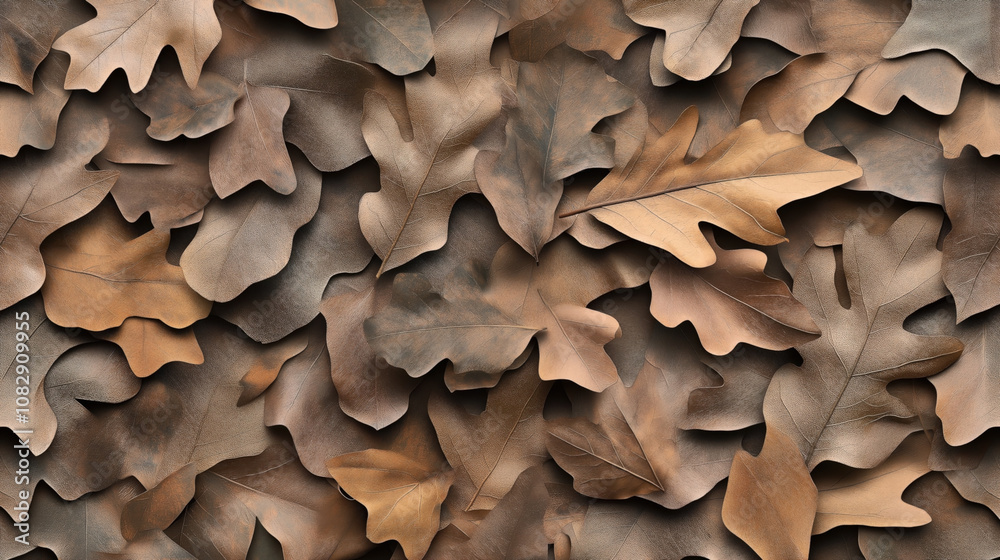 A close-up view of a pile of brown and orange autumn oak leaves overlapping each other, showcasing their textures and natural veins. A close-up view of a pile of brown and orange autumn oak leaves overlapping each other, showcasing their textures and natural veins.