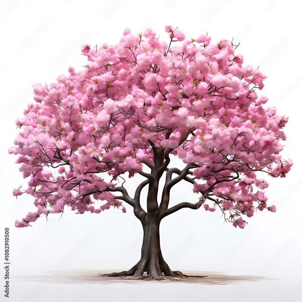 Fototapeta premium A Stunning Cherry Blossom Tree Isolated on a Light Background 
