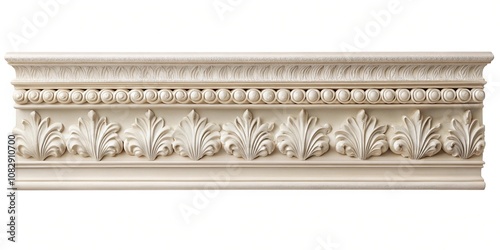 classic style crown moulding plaster for ceiling isolated on white background High Angle photo