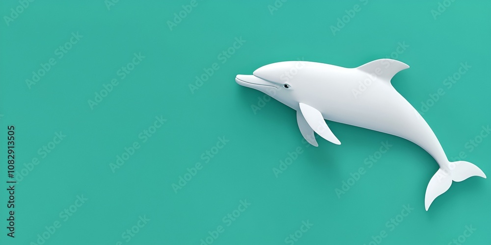 Fototapeta premium Dolphin icon web banner. Dolphin icon isolated on green background with copy space.