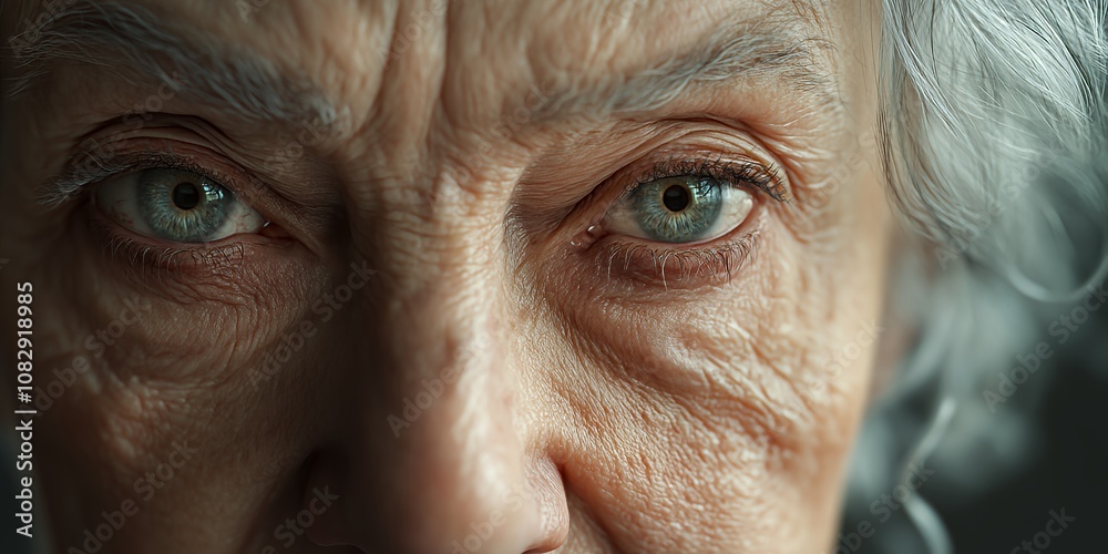 A Close-Up of an Elderly Woman's Face Showing Deep Wrinkles and Expressive Eyes, Highlighting the Beauty of Age and Wisdom in Her Features During Soft Lighting A Close-Up of an Elderly Woman's Face Showing Deep Wrinkles and Expressive Eyes, Highlighting the Beauty of Age and Wisdom in Her Features During Soft Lighting
