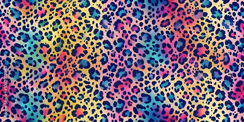 Abstract Leopard Print with Holographic Rainbow Gradient, animal print , fashion