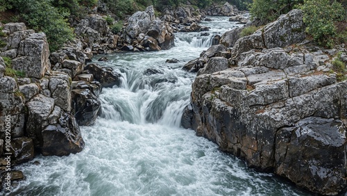 River carving through rock symbolizing persistence