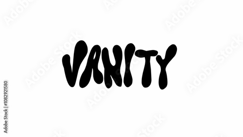 Vanity" in a bold, blob-style font with playful, rounded shapes. Perfect for modern designs, branding, and artistic projects. Scalable vector for versatile use.