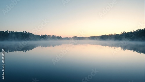 Wallpaper Mural Tranquil lake at dawn with lifting fog symbolizing peace Torontodigital.ca