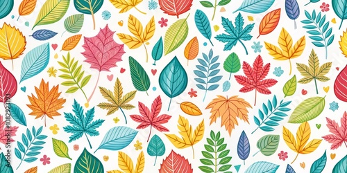 Wallpaper Mural Colorful Watercolor Leaf Pattern, Autumn, Nature Torontodigital.ca