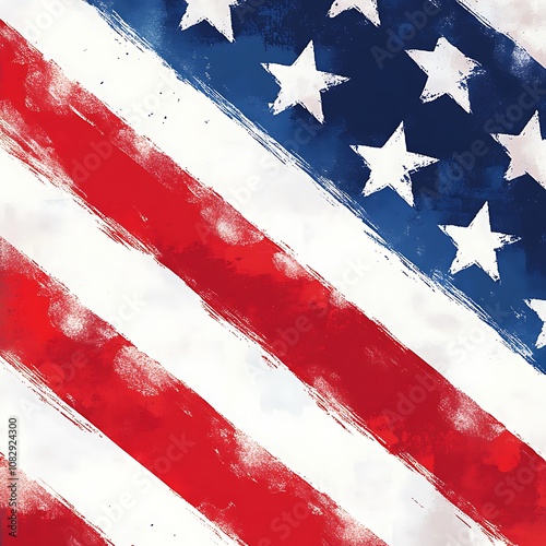 Abstract Brushstroke American Flag with Distressed Texture photo