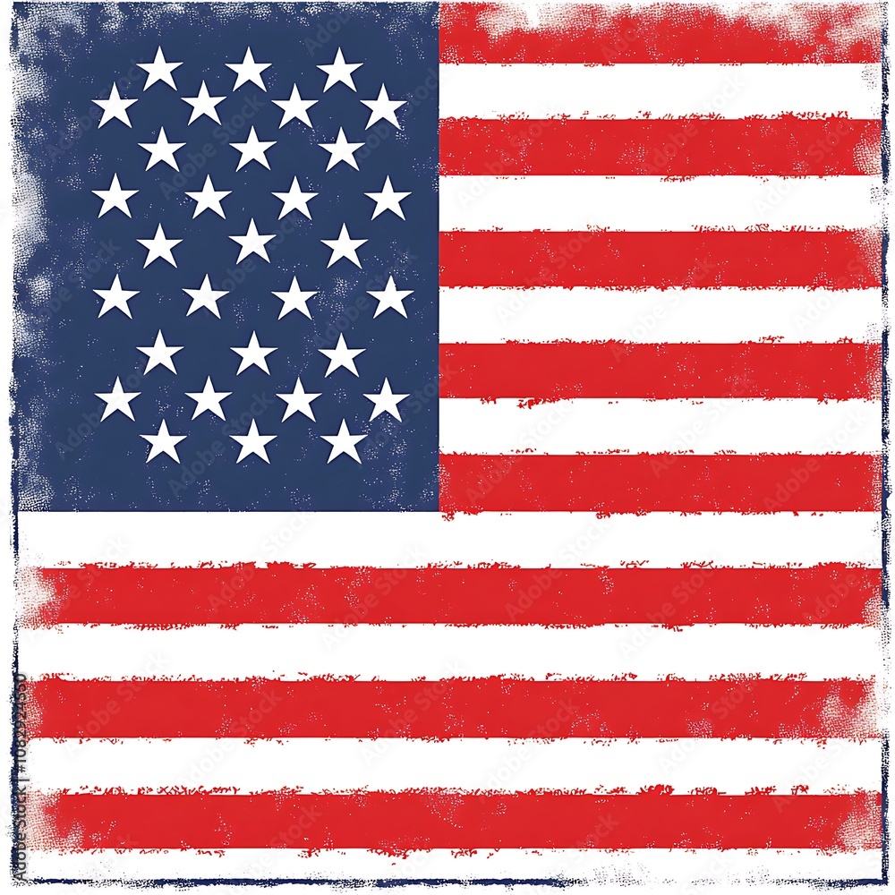 Naklejka premium Distressed American Flag with 13 Stars