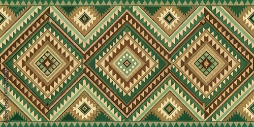 Geometric Green and Tan Abstract Pattern with Diamond Shapes, Abstract Art, Geometric Art, Pattern, Design