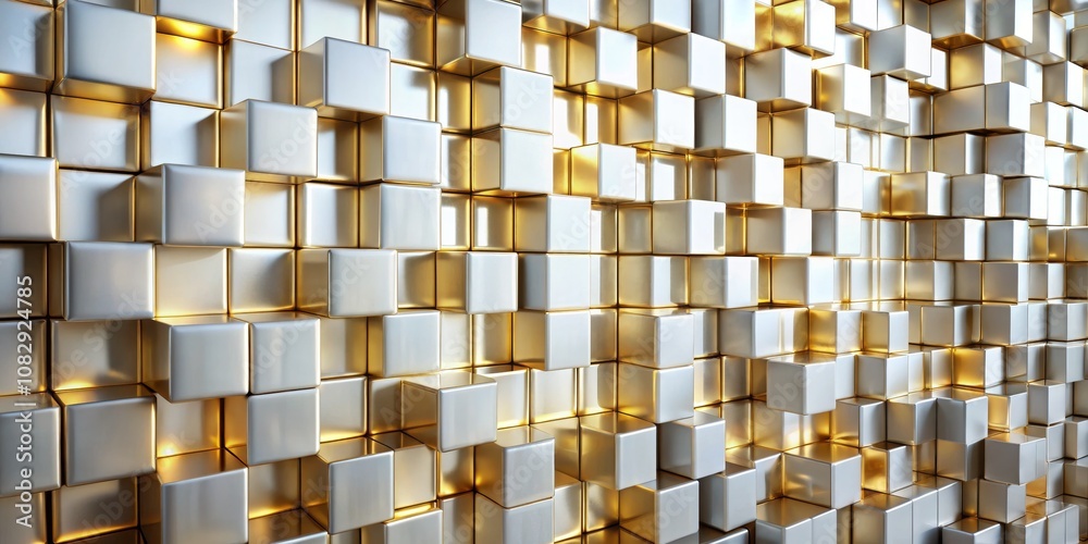 Golden and Silver Cube Wall Abstract, 3D, Design, Architecture, Geometric, Minimalism, Interior Golden and Silver Cube Wall Abstract, 3D, Design, Architecture, Geometric, Minimalism, Interior