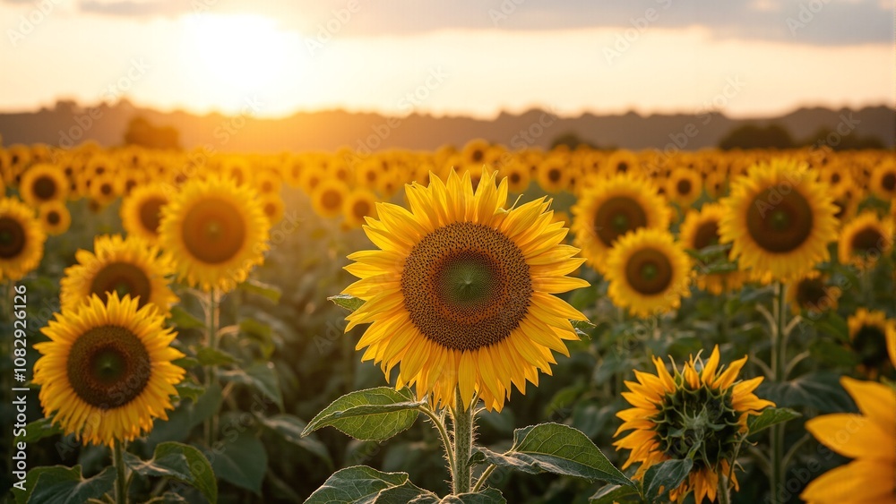 Fototapeta premium Sunflowers field basking in sunlight symbolizing vitality and growth
