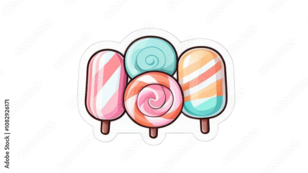Lollipop and candy bar sticker. Lollipop and candy bar sticker.