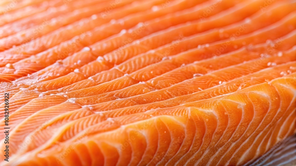 Close-up of salmon flesh with visible slime trails, fish handling, fishing net, fish anatomy Close-up of salmon flesh with visible slime trails, fish handling, fishing net, fish anatomy