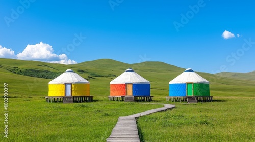 A Chinese yurt depicting the fusion of traditional and modern elements photo