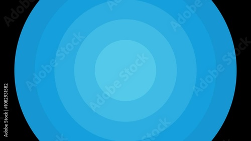Colorful circle concentric transition animation on black background. Looped animation of psychedelic concentric colored circles. 4k animation of circles zooming in with overshoot bounce 