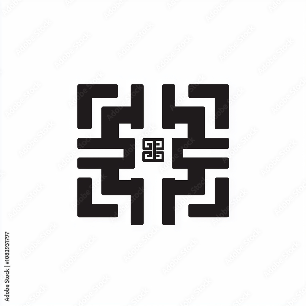 Geometric Black and White Pattern Square Maze Design Geometric Black and White Pattern Square Maze Design