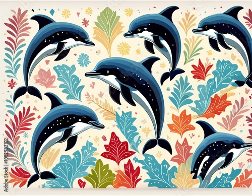Colorful dolphin wallpaper background
