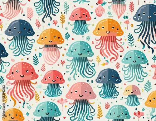 Colorful jellyfish pattern wallpaper background
