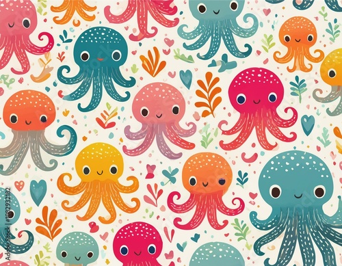 Colorful octopus pattern background