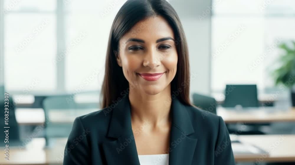 Confident Hispanic Businesswoman in a Modern Office Setting Generative AI Confident Hispanic Businesswoman in a Modern Office Setting Generative AI