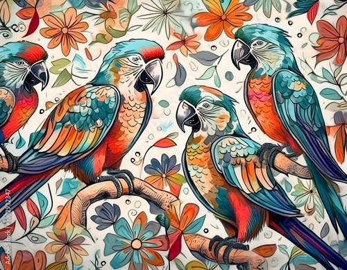 colorful parrot wallpaper background
