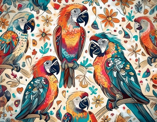 colorful parrot wallpaper background