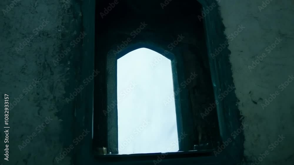 Mysterious Keyhole Reveals a Glimpse Into an Expansive Blue Sky Generative AI