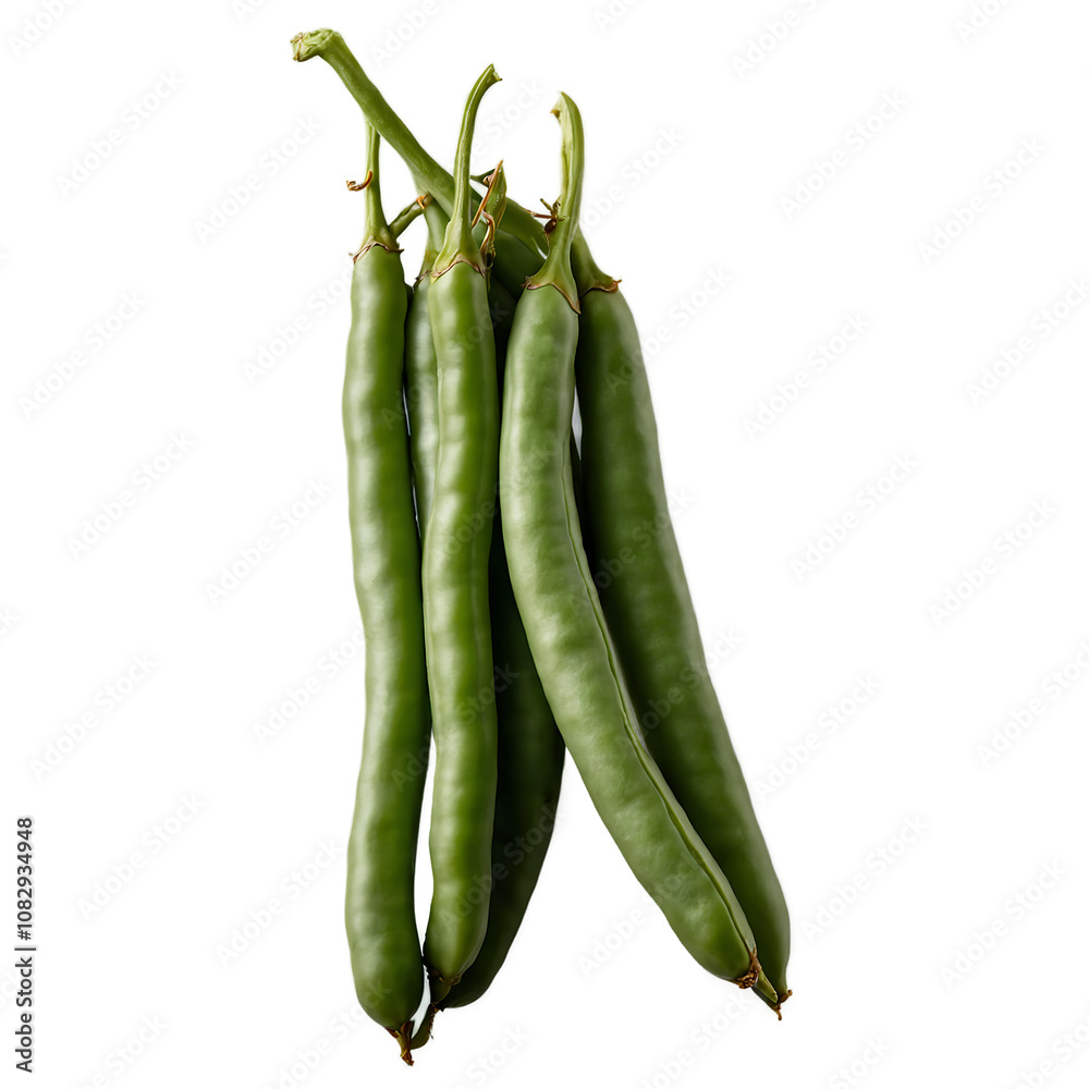High-Quality Image of Fresh Green Beans Isolated on White Background for Culinary and Nutritional Purposes High-Quality Image of Fresh Green Beans Isolated on White Background for Culinary and Nutritional Purposes