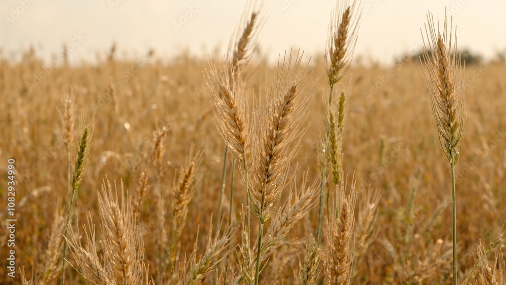 Golden barley field at sunset swaying stalks glow in soft light Golden barley field at sunset swaying stalks glow in soft light