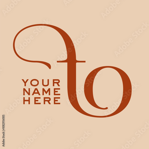 TO monogram logo signature icon. Elegant intertwined alphabet initials. Letter t, letter o luxury lettering sign. Modern deco design, fashion, beauty spa, wedding style characters typography.