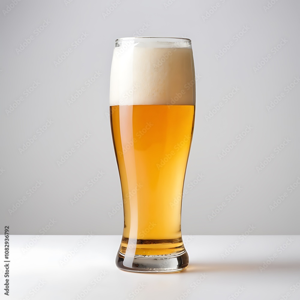 Tall or juss beer glass, no foam, cider, white background image Tall or juss beer glass, no foam, cider, white background image