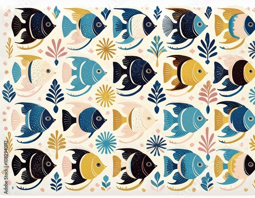 colorful fish pattern wallpaper background