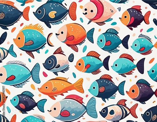 colorful fish pattern wallpaper background