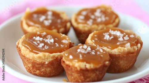 Delicious Salted Caramel Mini Tarts on Rustic Background