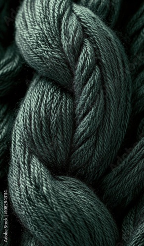 Soft teal yarn intricately twisted together in a close up view highlighting i...