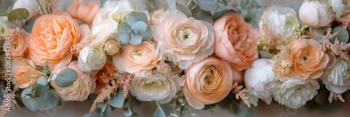 Delicate pastel roses arranged beautifully in a soft lit garden during the sp...